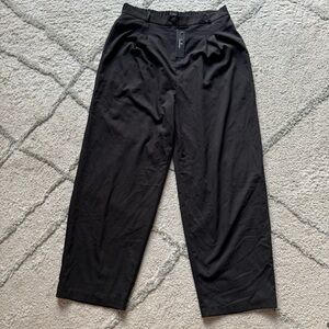 Lulus black trouser pants high rise straight leg loose fit taper XL new